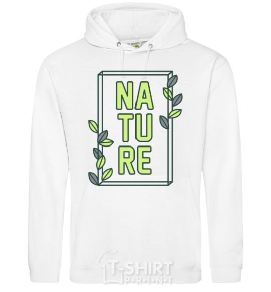 Men`s hoodie Nature book White фото