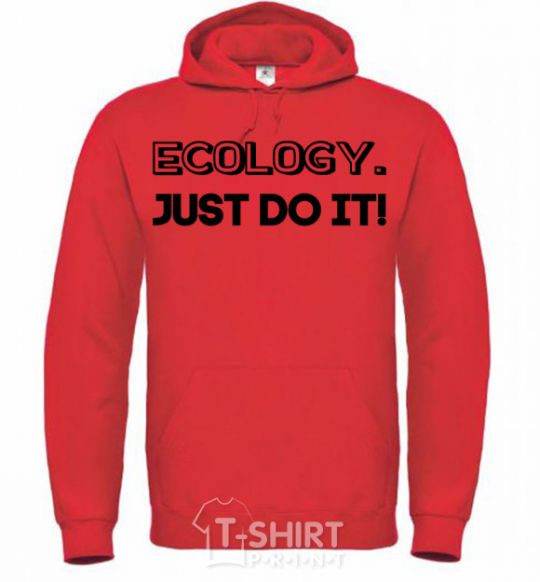 Мужская толстовка (худи) Ecology Just do it Ярко-красный фото