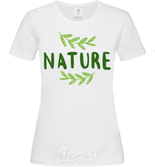 Women's T-shirt Nature's inscription White фото