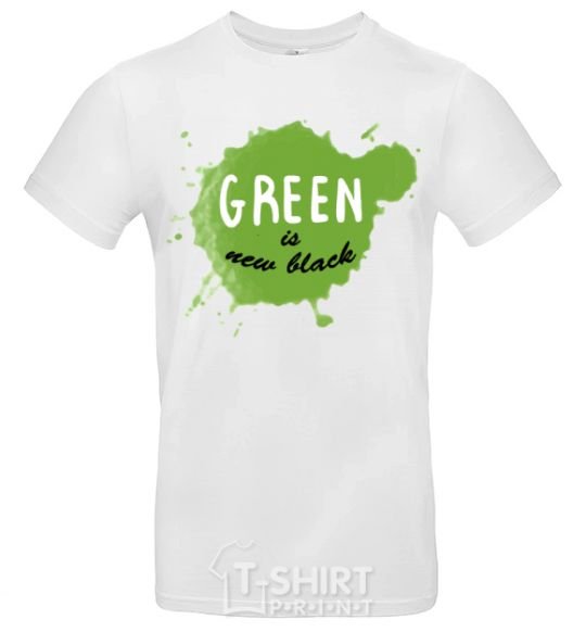 Men's T-Shirt Green is new black splash White фото