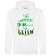 Men`s hoodie Live green think green love green White фото