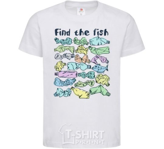Kids T-shirt Find the fish White фото