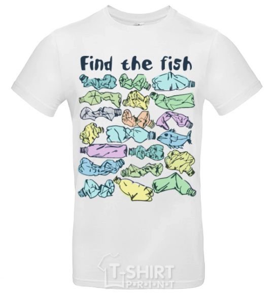 Мужская футболка Find the fish Белый фото