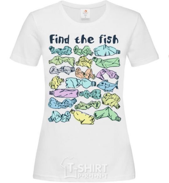 Women's T-shirt Find the fish White фото