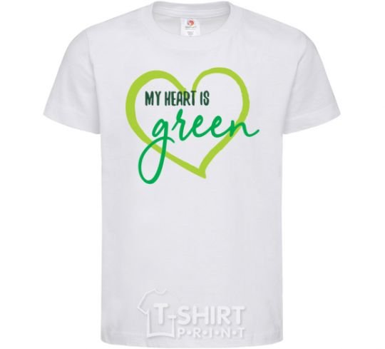 Kids T-shirt My heart is green White фото