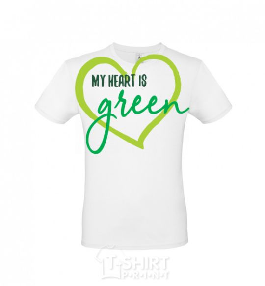 Men's T-Shirt My heart is green White фото