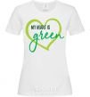 Women's T-shirt My heart is green White фото