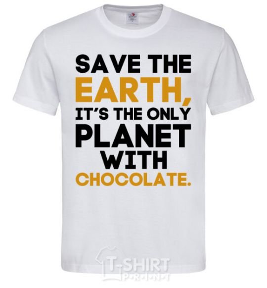 Мужская футболка It's the only planet with chocolate Белый фото