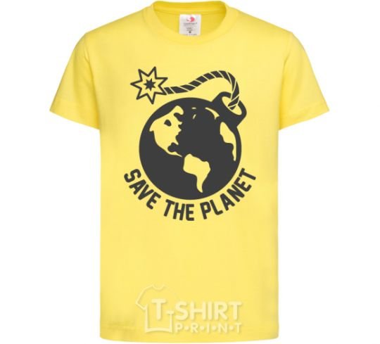 Kids T-shirt Save the planet bomb cornsilk фото