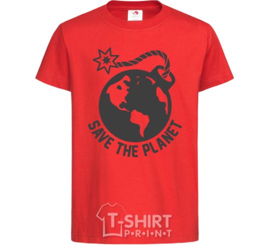 Kids T-shirt Save the planet bomb red фото