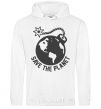 Men`s hoodie Save the planet bomb White фото