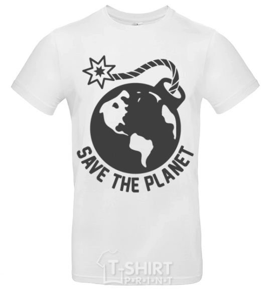 Men's T-Shirt Save the planet bomb White фото