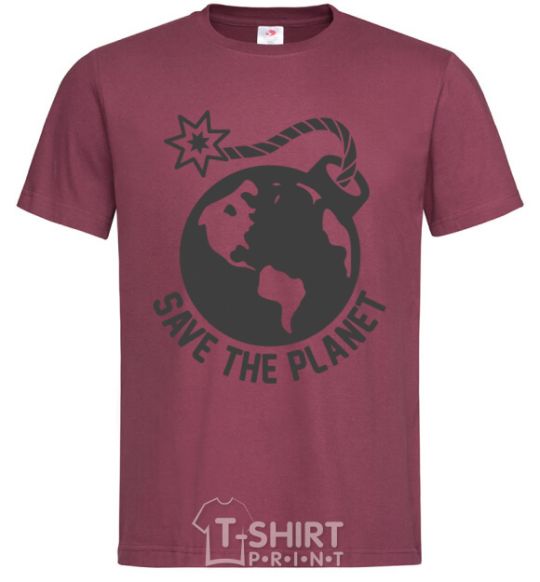 Men's T-Shirt Save the planet bomb burgundy фото