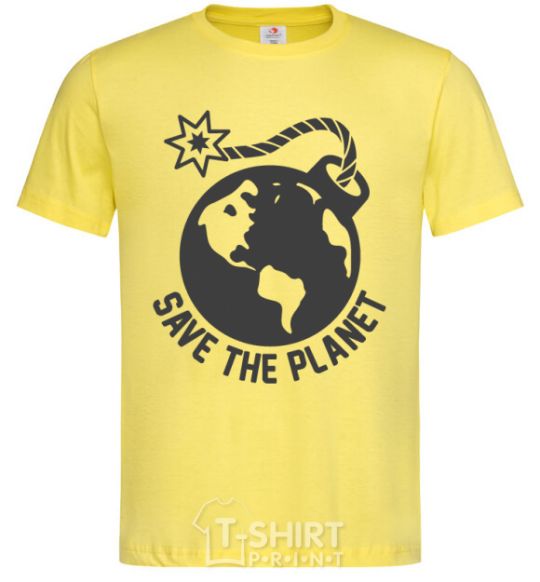 Men's T-Shirt Save the planet bomb cornsilk фото