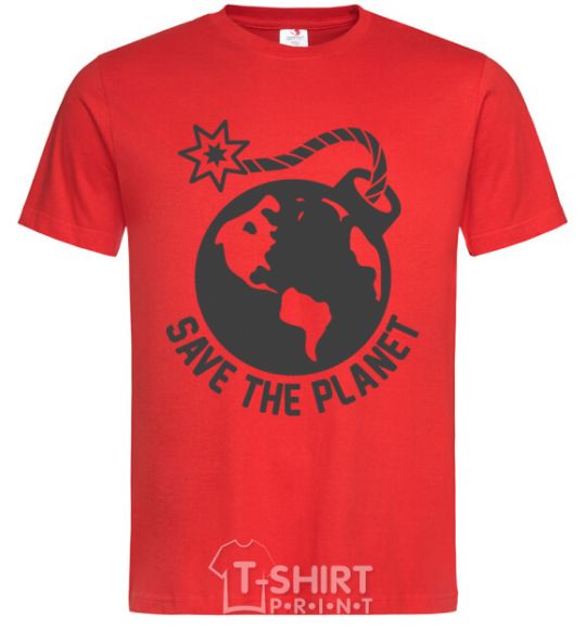 Men's T-Shirt Save the planet bomb red фото