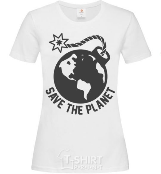 Женская футболка Save the planet bomb Белый фото