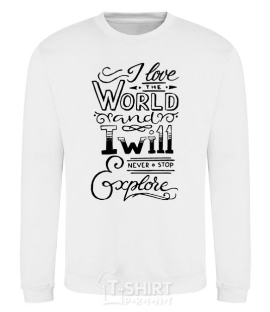 Свитшот I love the world Белый фото