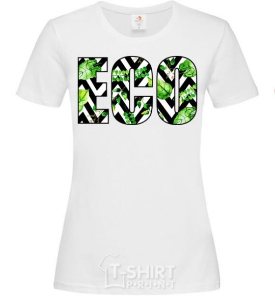 Women's T-shirt ECO print White фото