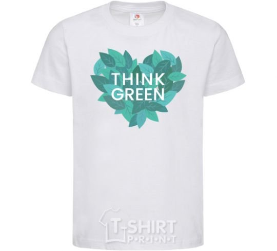 Kids T-shirt Think green heart White фото