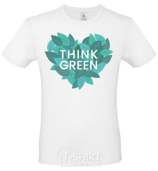 Men's T-Shirt Think green heart White фото