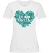 Women's T-shirt Think green heart White фото