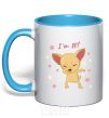 Mug with a colored handle I'm ten dog sky-blue фото