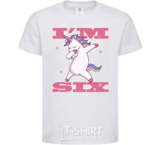 Детская футболка I'm six unicorn Белый фото