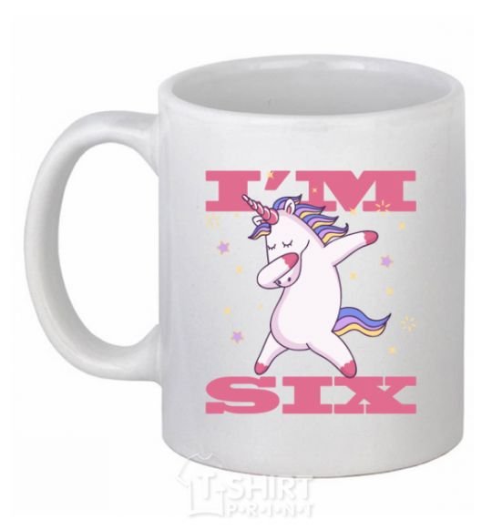 Чашка керамическая I'm six unicorn Белый фото