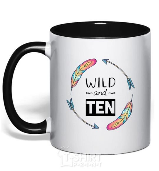 Mug with a colored handle Wild and ten black фото