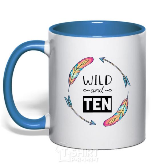 Mug with a colored handle Wild and ten royal-blue фото