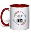 Mug with a colored handle Wild and ten red фото