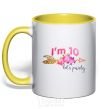 Mug with a colored handle I'm ten let's party yellow фото