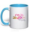 Mug with a colored handle I'm ten let's party sky-blue фото