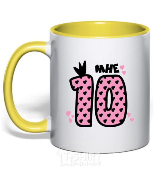 Mug with a colored handle I'm 10 yellow фото