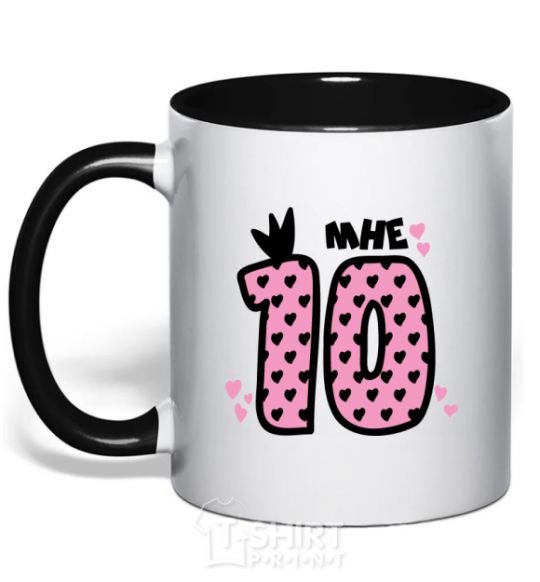 Mug with a colored handle I'm 10 black фото