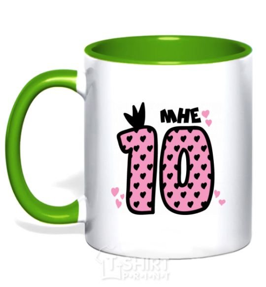Mug with a colored handle I'm 10 kelly-green фото
