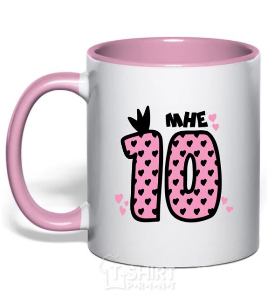 Mug with a colored handle I'm 10 light-pink фото