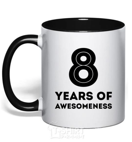 Mug with a colored handle 8 years of awesomeness black фото