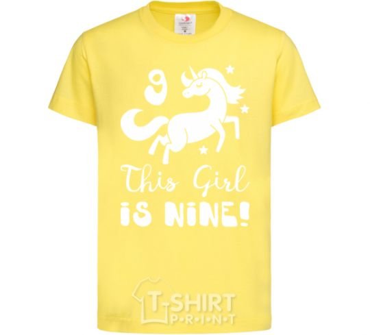 Детская футболка This girl is nine Лимонный фото