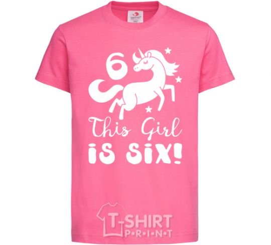 Kids T-shirt This girl is six heliconia фото