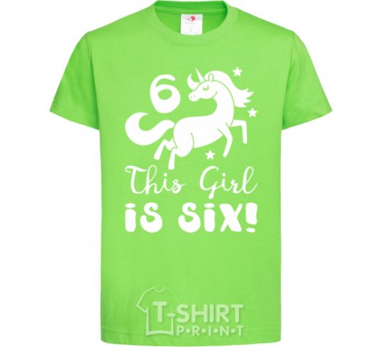 Kids T-shirt This girl is six orchid-green фото