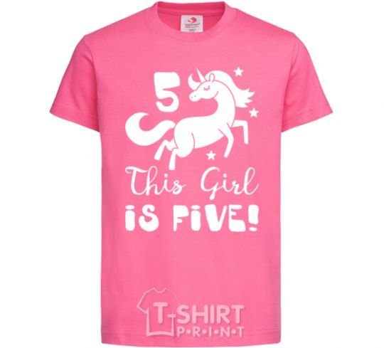Kids T-shirt This girl is five heliconia фото