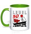 Mug with a colored handle Player Level 50 complete kelly-green фото