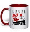 Mug with a colored handle Player Level 50 complete red фото