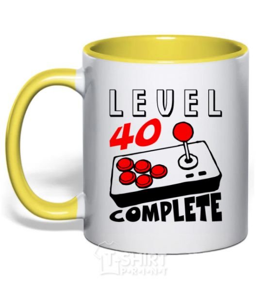 Mug with a colored handle Level 40 complete best player yellow фото