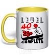 Mug with a colored handle Level 40 complete best player yellow фото