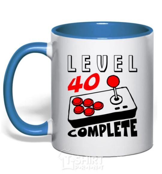 Mug with a colored handle Level 40 complete best player royal-blue фото