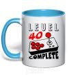 Mug with a colored handle Level 40 complete best player sky-blue фото
