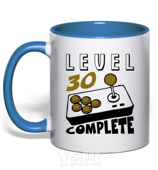 Mug with a colored handle Level 30 complete royal-blue фото