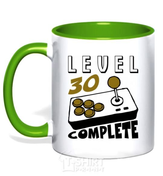 Mug with a colored handle Level 30 complete kelly-green фото